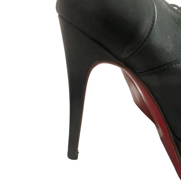 PARUOLO Black Leather Laceup Platform Heels Size 37 / US 7 - Picture 7 of 9